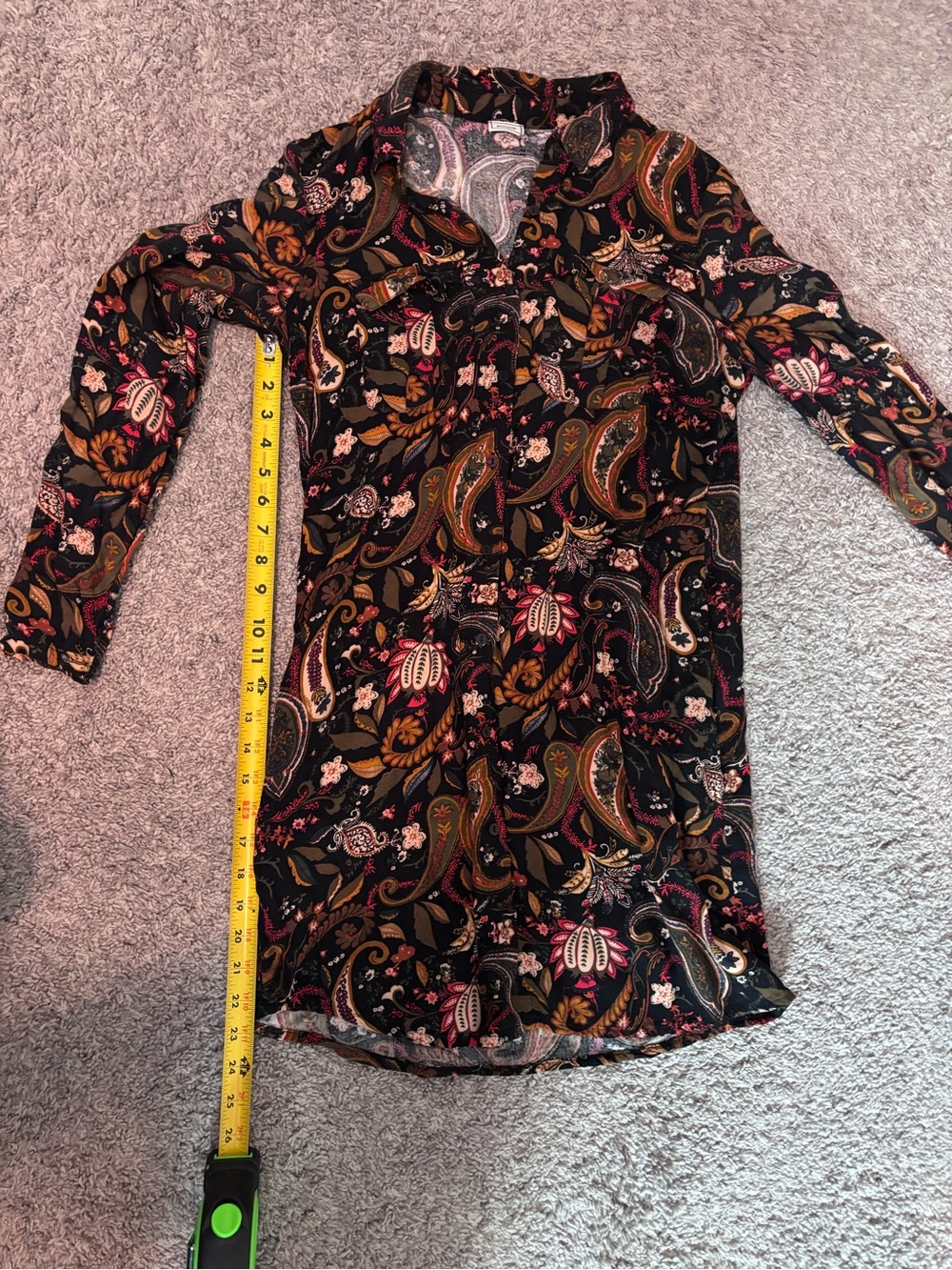 Pimkie Paisley Shirt Dress Boho Button Front Long Sleeve Size Small - Picture 6 of 11
